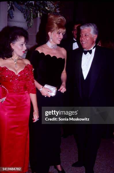 View of, from left, media personality Nikki Haskell, socialite Ivana Trump , and fashion designer Dennis Basso attend the Metropolitan Museum of...