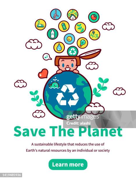 with the idea of save the planet, sustainability, and environmental protection, a cute girl embracing the earth and is open to learning how to practice sustainable living - taiwan icon stock illustrations
