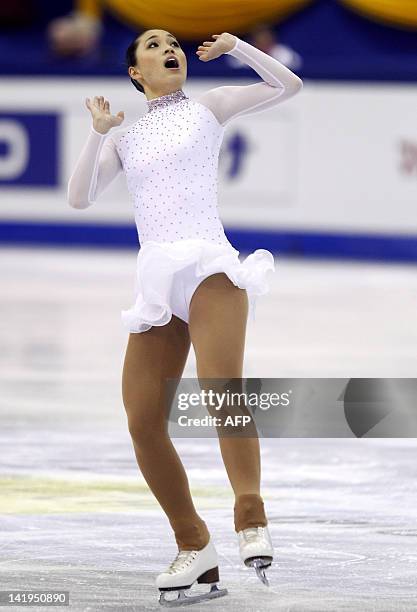 Taiwan's Melinda Wang performs in the Ladies Free Skating preliminary round program during the 2012 World Figure Skating Championships on March 27,...