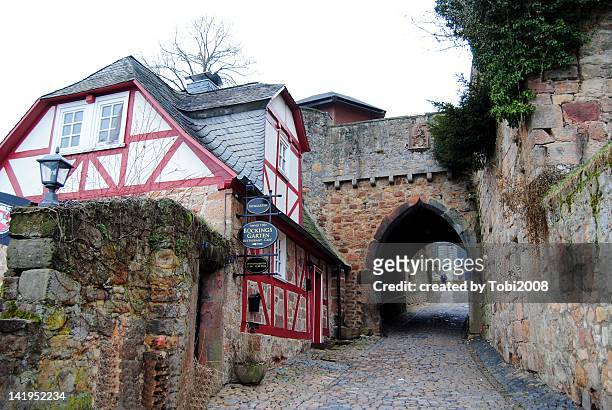gate to castle - marburg germany stock pictures, royalty-free photos & images