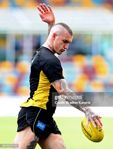 Dusty Martin in action during a Richmond Tigers AFL training session at The Gabba on August 31, 2022 in Brisbane, Australia.