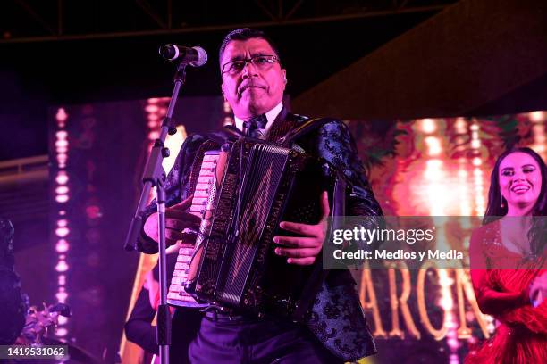 Aaron y su grupo Ilusión group performing during a show as part of the BMB Bookin Management Brokers 2022 at Auditorio Nacional on August 30, 2022 in...