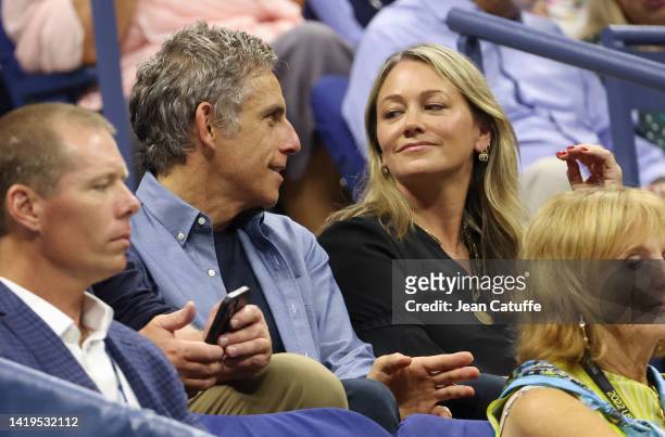 Ben Stiller and his wife Christine Taylor attend Rafael Nadal's victory during Day 2 of the US Open 2022, 4th Grand Slam of the season, at the USTA...