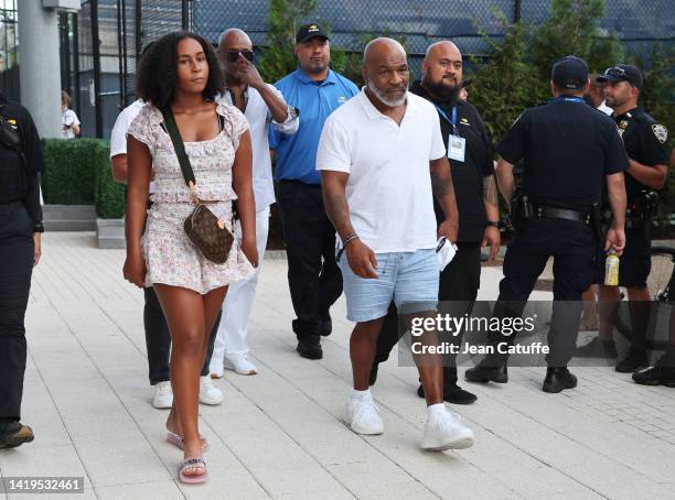 Mike Tyson and his daughter Milan Tyson during Day 2 of the US Open 2022, 4th Grand Slam of the season, at the USTA Billie Jean King National Tennis...