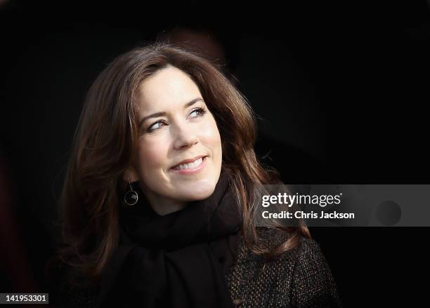 Crown Princess Mary of Denmark visits the set of Danish TV Series 'The Killing' on March 27, 2012 in Copenhagen, Denmark. Camilla, Duchess of...