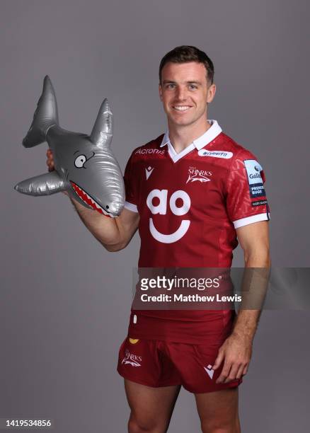 George Ford of Sale Sharks poses for a portrait during the squad photocall for the 2022-2023 Gallagher Premiership Rugby season at Carrington...