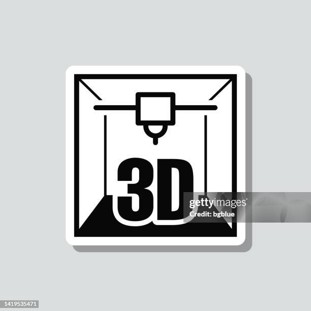 3d printer. icon sticker on gray background - shaping stock illustrations