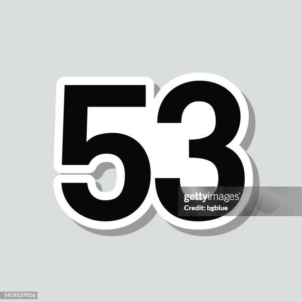 53 Number Fiftythree Icon Sticker On Gray Background High
