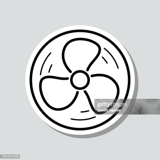 fan. icon sticker on gray background - electric fan paper stock illustrations