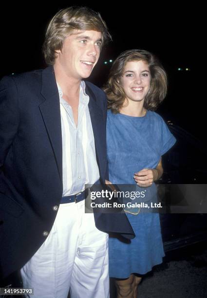 Actor Christopher Atkins and actress Cynthia Gibb attend Heidi Hagman's Wedding Ceremony on October 29, 1983 at Larry Hagman's home in Malibu,...