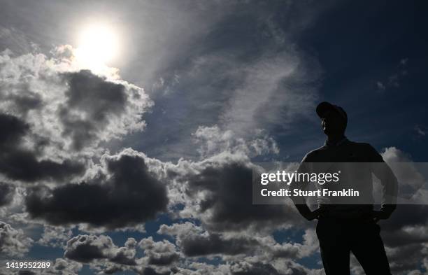 Ryder Cup Captain Luke Donald of England looks on during the pro - am prior to the Made in HimmerLand at Himmerland Golf & Spa Resort on August 31,...