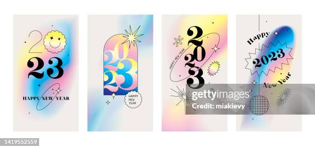 stockillustraties, clipart, cartoons en iconen met 2023 happy new year social media templates - sjablonen voor social media
