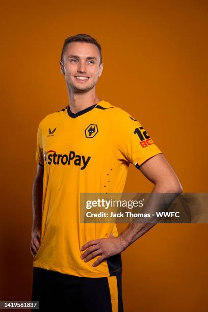 Wolverhampton Wanderers unveil new signing Sasa Kalajdzic at The Sir Jack Hayward Training Ground on August 30, 2022 in Wolverhampton, England.