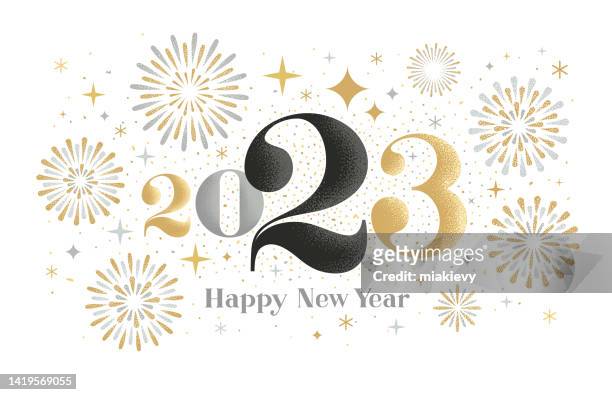 stockillustraties, clipart, cartoons en iconen met new year 2023 fireworks greeting - new years eve