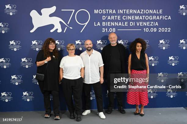 Orizzonti Jury members Isabel Coixet, Laura Bispuri, Antonio Campos, Edouard Waintrop and Sofia Djama attend the jury photocall at the 79th Venice...