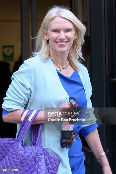 Anneka Rice sighted departing BBC Radio 2 on March 27, 2012 in London, England.