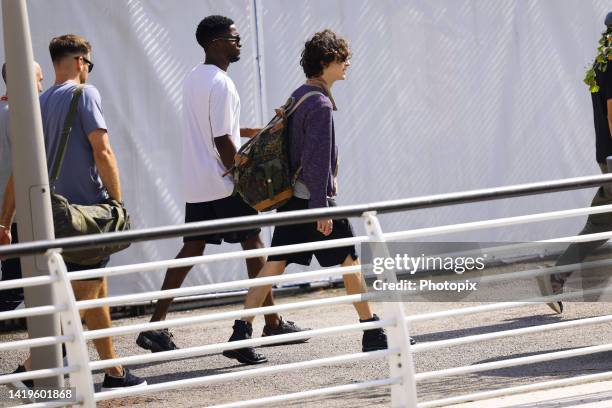 Timothée Chalamet is seen arriving at Venice airport during the 79th Venice International Film Festival on August 31, 2022 in Venice, Italy.