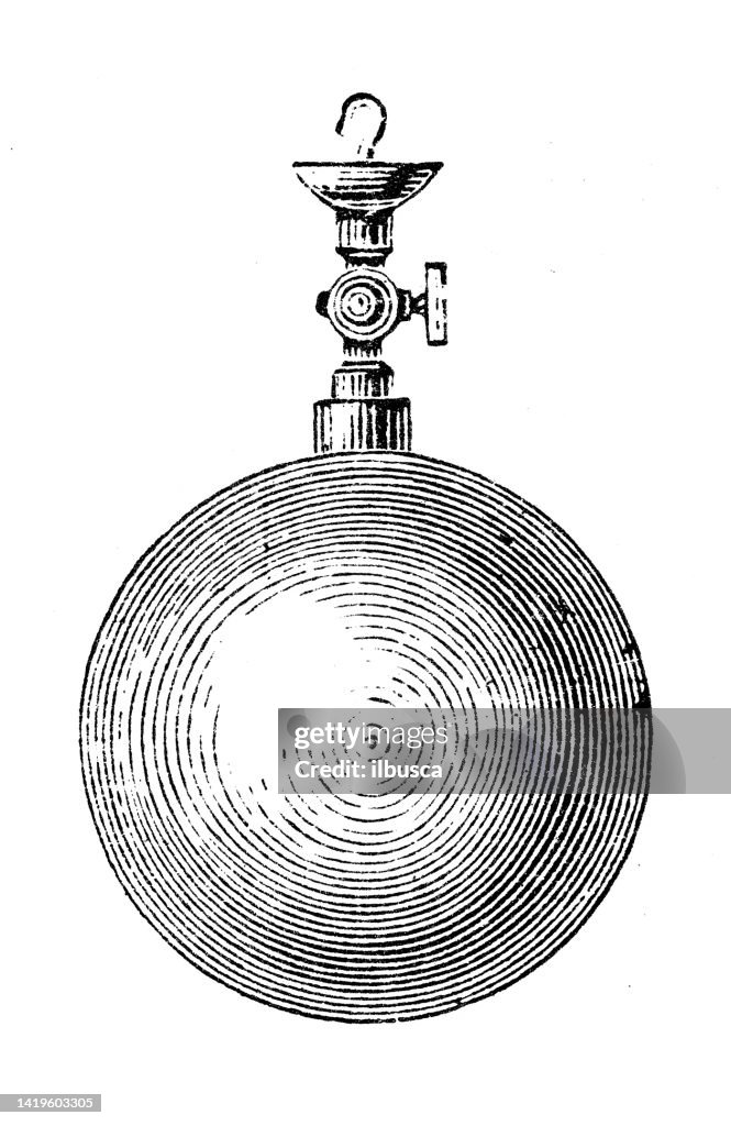 Antique illustration, physics principles and experiments: Static forces, Gas pressure