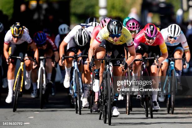 Lorena Wiebes of Netherlands and Team DSM - Yellow leader jersey sprints to win during 25th Simac Ladies Tour 2022 - Stage 2 a 117,8km stage from Ede...