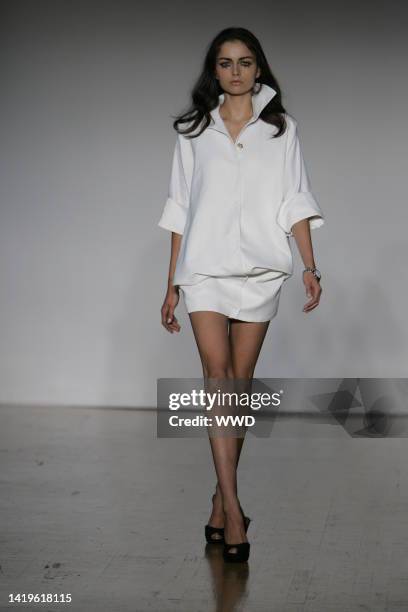 Model on the runway at Kai Kuhne Myself's spring 2007 show at the Altman Buildingin New York City.