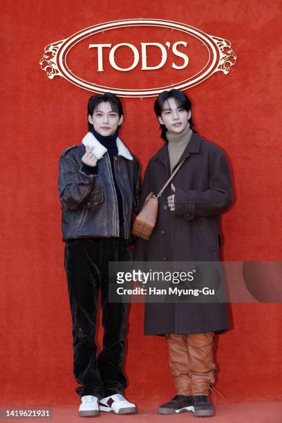 Felix and Hyunjin of boy band Stary Kids attend the launch event of the TOD'S 2022 F/W collection designed by tod's new creative director, Walter...