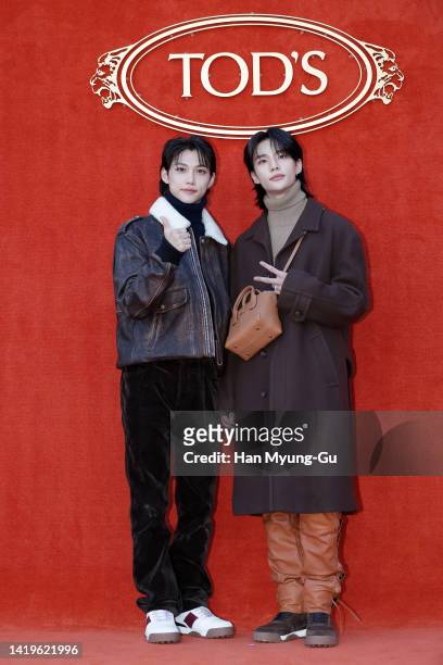 Felix and Hyunjin of boy band Stary Kids attend the launch event of the TOD'S 2022 F/W collection designed by tod's new creative director, Walter...