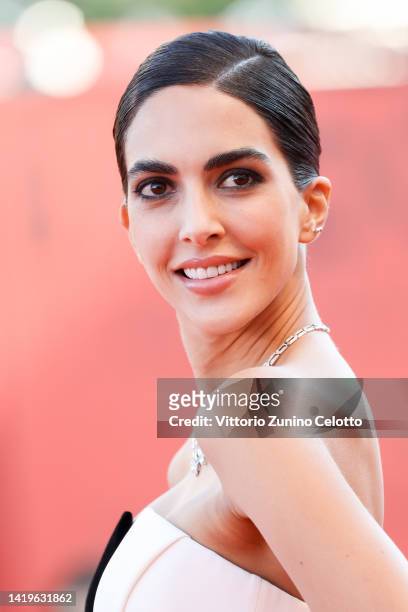 Festival hostess Rocio Munoz Morales attends the "White Noise" and opening ceremony red carpet at the 79th Venice International Film Festival on...