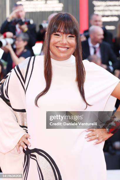 Cristina Fogazzi aka Estetista Cinica attends the "White Noise" and opening ceremony red carpet at the 79th Venice International Film Festival on...