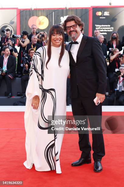 Cristina Fogazzi aka Estetista Cinica and Massimo Portulano attend the "White Noise" and opening ceremony red carpet at the 79th Venice International...