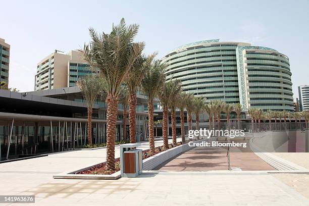 New apartment blocks are seen on the beachfront at the Al Muneera development during a media tour organized by Aldar Properties PJSC, Abu Dhabi's...