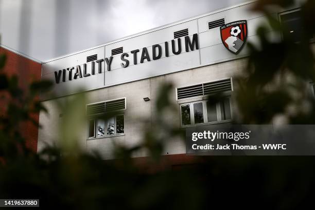 General view outside the stadium ahead of the Premier League match between AFC Bournemouth and Wolverhampton Wanderers at Vitality Stadium on August...