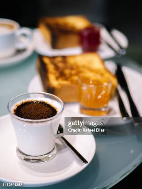 hot milk with coffee sachet, toast with jam - decaffeinated stock pictures, royalty-free photos & images