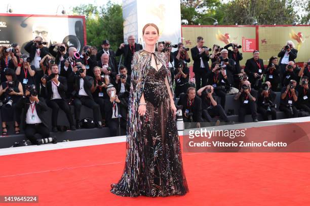 Jury President Julianne Moore attends the "White Noise" and opening ceremony red carpet at the 79th Venice International Film Festival on August 31,...