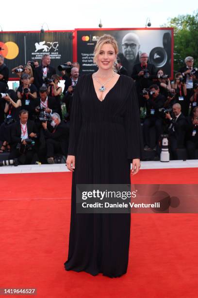 Greta Gerwig attends the "White Noise" and opening ceremony red carpet at the 79th Venice International Film Festival on August 31, 2022 in Venice,...