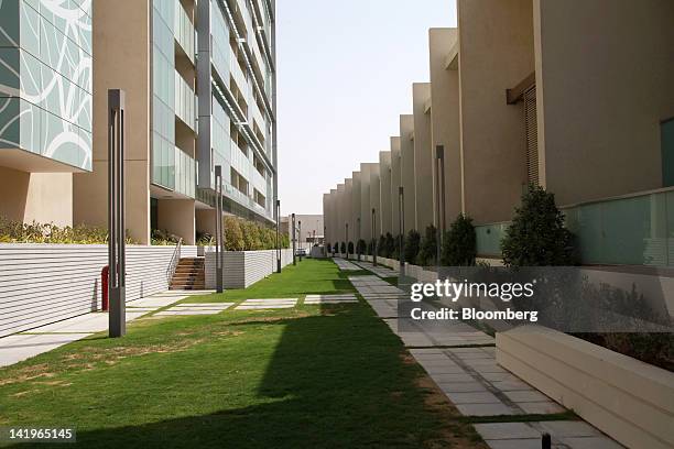 New apartment blocks are seen at the Al Muneera development during a media tour organized by Aldar Properties PJSC, Abu Dhabi's biggest real estate...