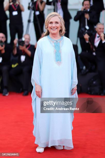 Hillary Clinton attends the Netflix film "White Noise" and opening ceremony red carpet at the 79th Venice International Film Festival on August 31,...