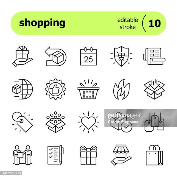shopping line icon - packing peanuts stock illustrations