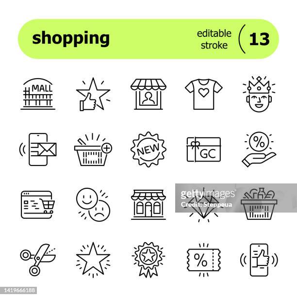 shopping line icon - shopping basket icon stock illustrations