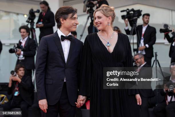 Noah Baumbach and Greta Gerwig attend the "White Noise" and opening ceremony red carpet at the 79th Venice International Film Festival on August 31,...