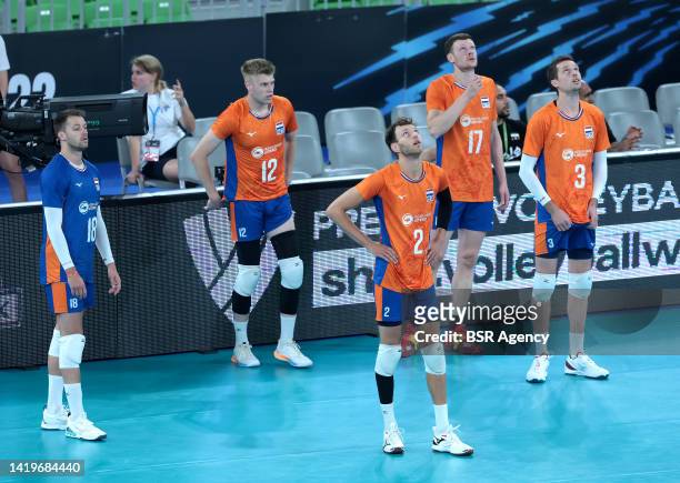 Players of the Netherlands during the FIVB Volleyball Men's World Championship - Pool F - Preliminary Phase match between Netherlands and Iran at the...