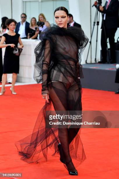 Mariacarla Boscono attends the "White Noise" and opening ceremony red carpet at the 79th Venice International Film Festival on August 31, 2022 in...