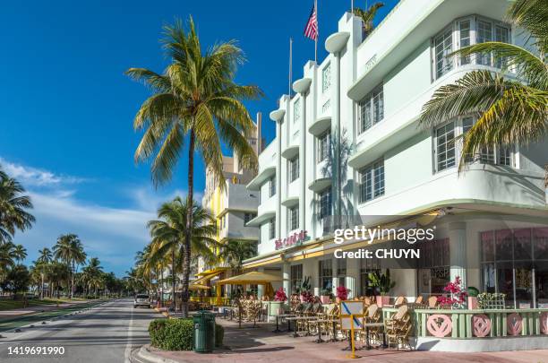 miami beach summer - ocean drive stockfoto's en -beelden