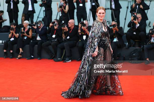 Julianne Moore attends the "White Noise" and opening ceremony red carpet at the 79th Venice International Film Festival on August 31, 2022 in Venice,...