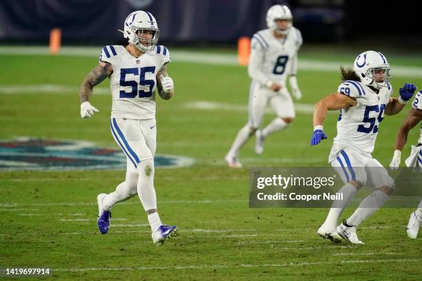 Cassius Marsh of the Indianapolis Colts plays the field during an NFL game against the Tennessee Titans, Thursday, Nov. 12 in Nashville, Tenn.