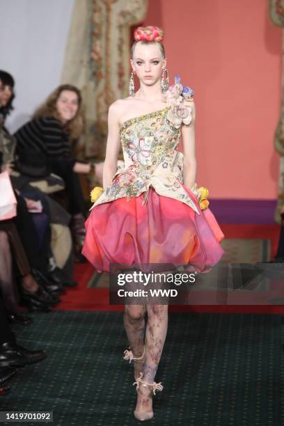 Model Skye Stracke on the runway at Christian Lacroix's spring 2009 haute couture show at Centre Georges Pompidou in Paris.