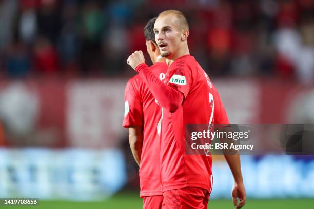 Vaclav Cerny of FC Twente is celebrating his goal during the Dutch Eredivisie match between FC Twente and Excelsior Rotterdam at The Grolsch Veste on...