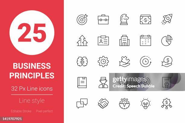 business principles thin line icons. editable stroke. pixel perfect. for mobile and web. - understand customer stock illustrations