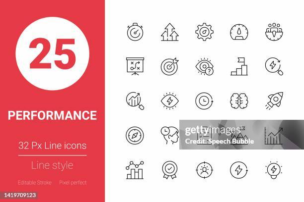 bildbanksillustrationer, clip art samt tecknat material och ikoner med performance thin line icons. editable stroke. pixel perfect. for mobile and web. - increase