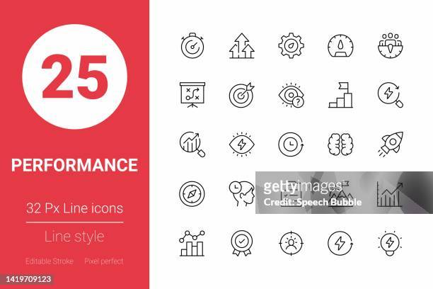 performance thin line icons. editable stroke. pixel perfect. for mobile and web. - technology stock illustrations