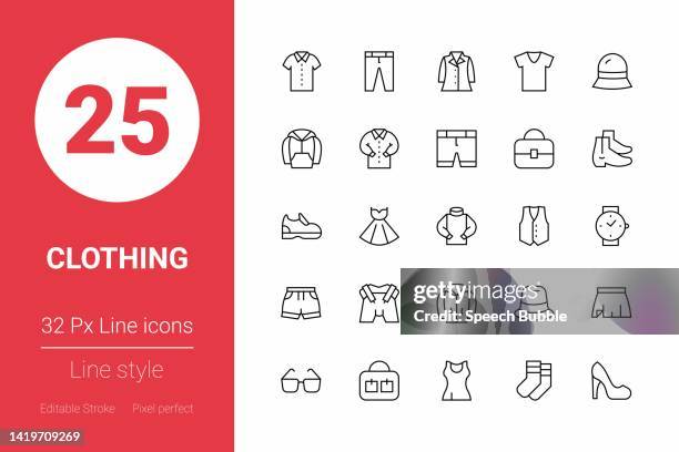 clothing thin line icons. editable stroke. pixel perfect. for mobile and web. - red socks stock illustrations